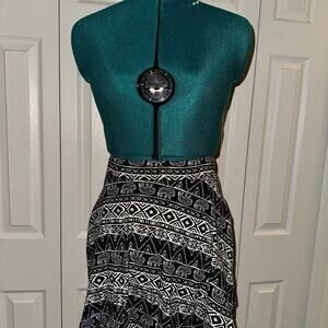 Aztec Elephant Print Skater Skirt